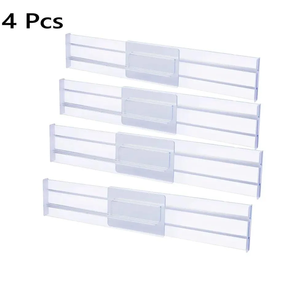 📦 Drawer Dividers Organizers 8 Pack | Adjustable Clear Plastic Separators for Kitchen & Clothing Drawers | Expandable Storage Solution