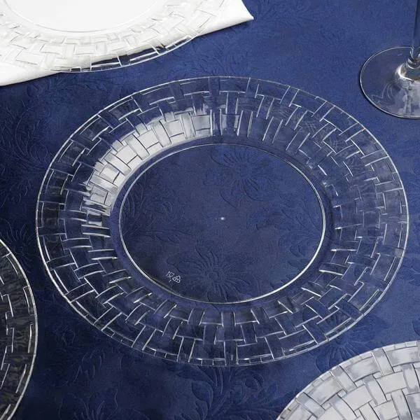 10 Pack Clear Basketweave Rim Plastic Dinner Plates, Disposable Party Plates 10"