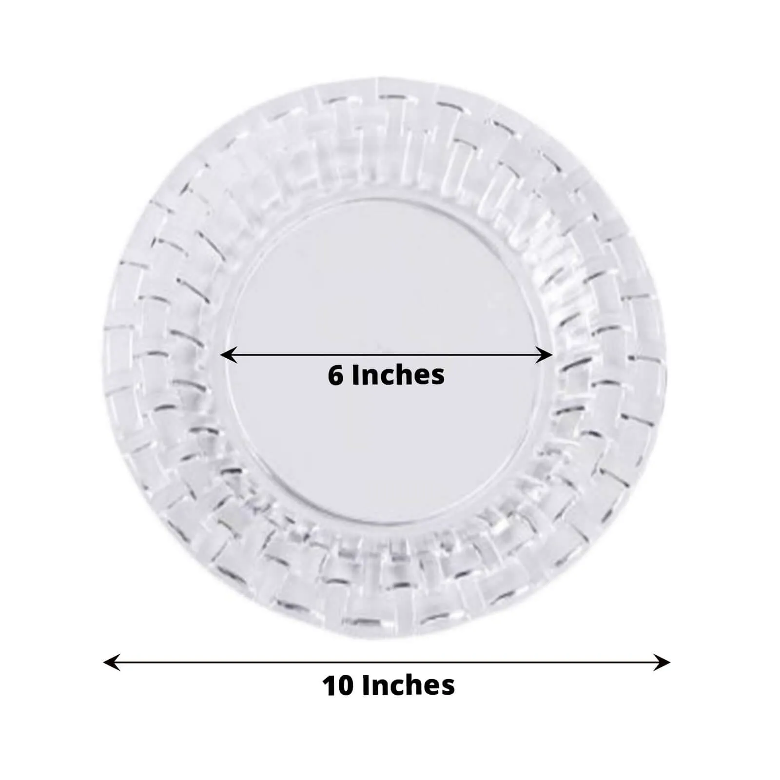 10 Pack Clear Basketweave Rim Plastic Dinner Plates, Disposable Party Plates 10"