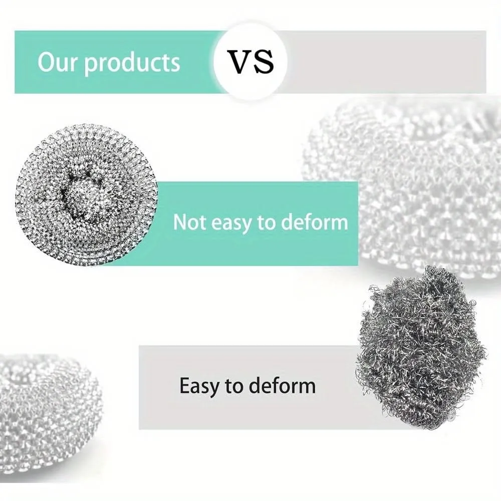 10-Pack Stainless Steel Wool Scrubbers Set