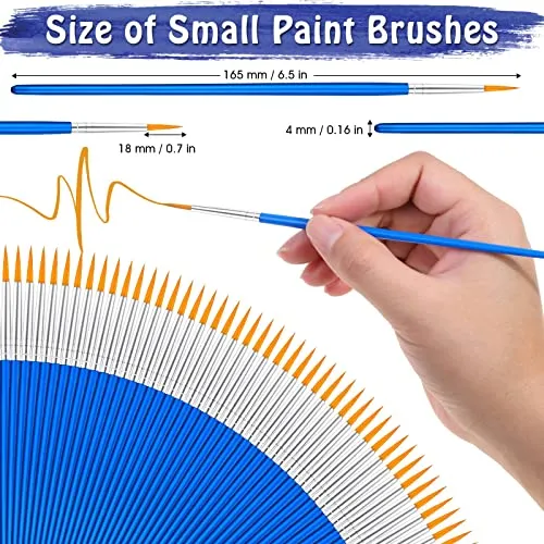 100Pcs Paint Brushes Bulk Small, Anezus Paint Brushes for Kids Fine Paint Brushes Set Detail Paint Brushes for Classroom Model Canvas Face Nail Art