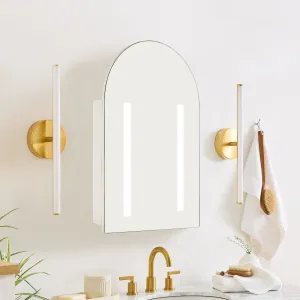 16 in. W x 28 in. H Lighted Arched LED Surface Mount Bathroom Medicine Cabinet with Mirror in White