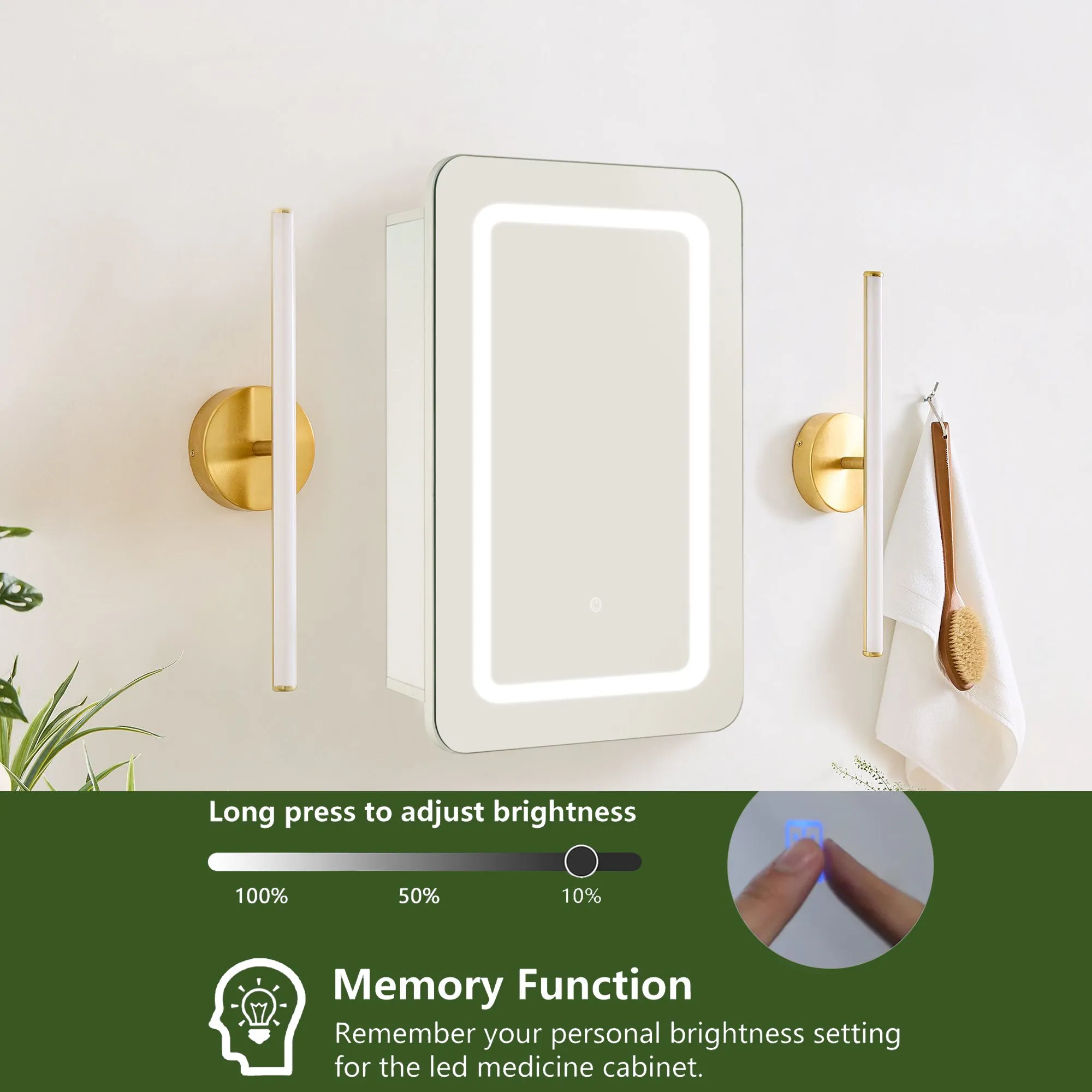 20 in. W. x 30 in. H Rectangular Lighted LED Surface Mount Bathroom Medicine Cabinet with Mirror in White