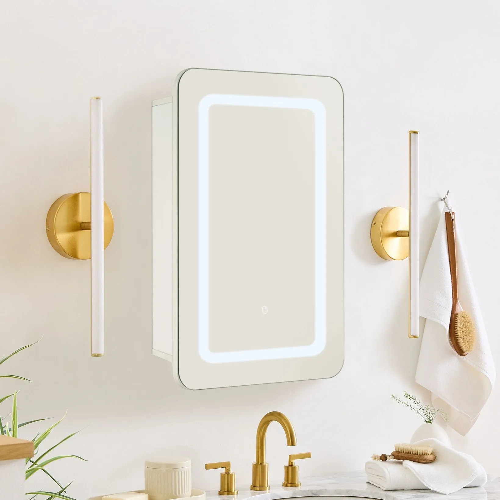 20 in. W. x 30 in. H Rectangular Lighted LED Surface Mount Bathroom Medicine Cabinet with Mirror in White