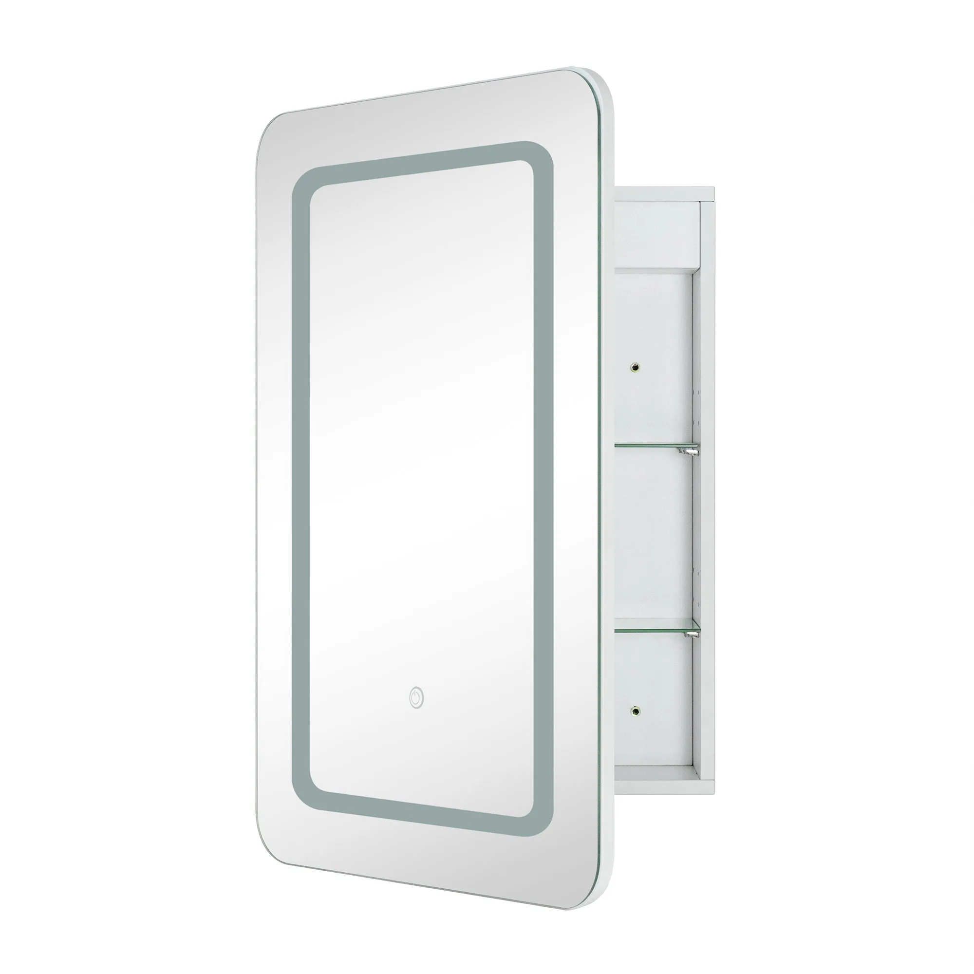 20 in. W. x 30 in. H Rectangular Lighted LED Surface Mount Bathroom Medicine Cabinet with Mirror in White