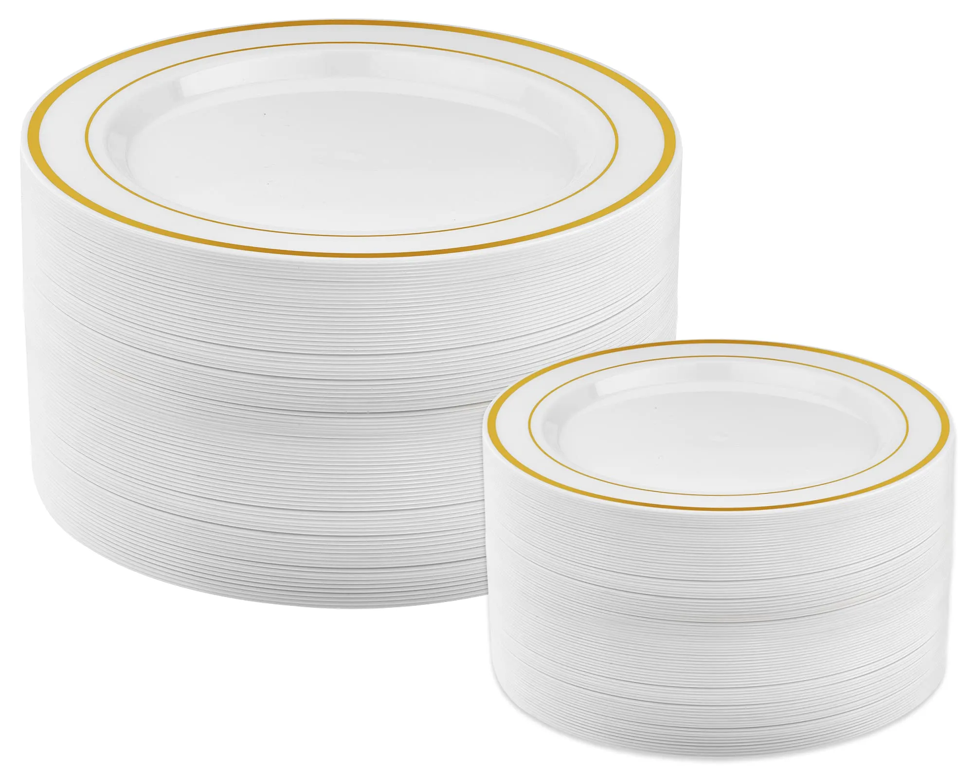 50-Pc Plastic Gold Plates, 25 Plastic Dinner Plates & 25 Salad Small Plastic