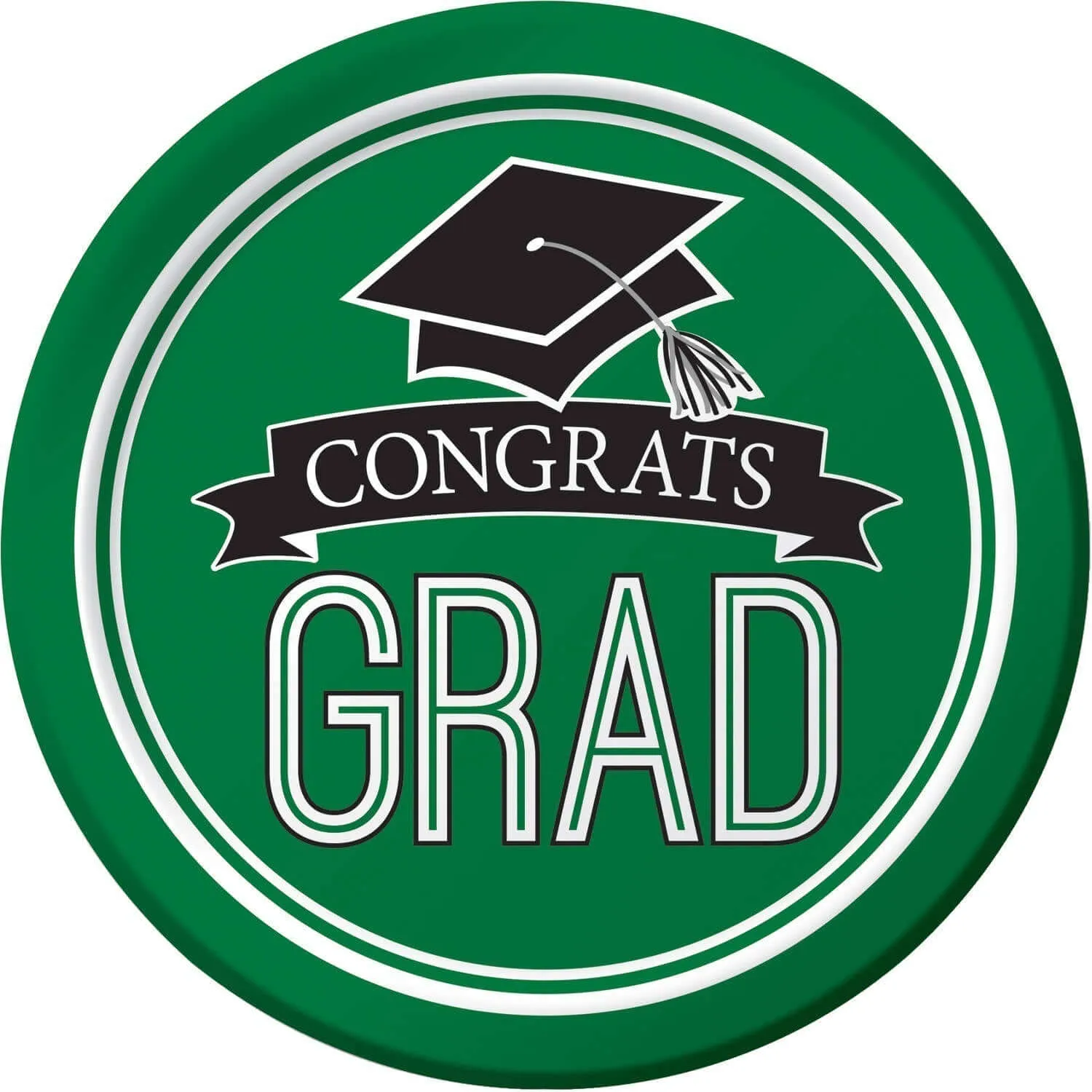 7" School Spirit 'Congrats Grad' Plates - Emerald Green (18ct)