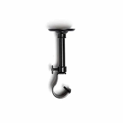 Adjustable Ceiling-Mounted Curtain Rod Support Brackets, Black