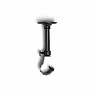 Adjustable Ceiling-Mounted Curtain Rod Support Brackets, Black