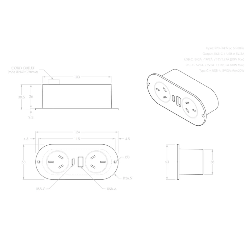 ADP In-Drawer Power Point White