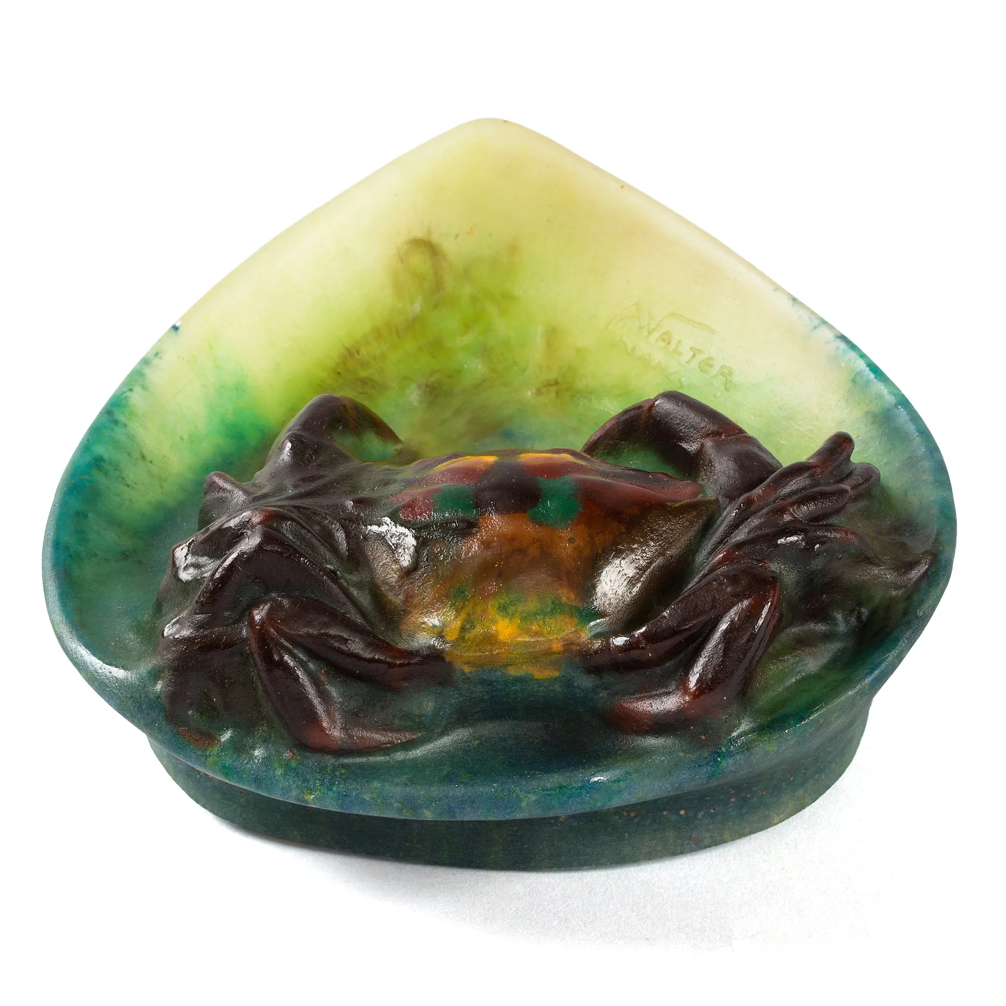 Amalric Walter Small "Crabe" Pate de Verre Vide-Poche Glass Dish