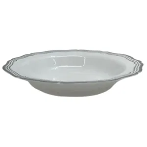 Aristocrat Collection Plastic Soup Bowls White & Silver 7.5 inches