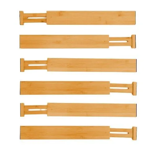 Bamboo Adjustable Kitchen Drawer Dividers, Set of 6, Large