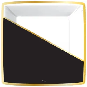 BLACK & WHITE COLOR BLOCK DINNER PLATES