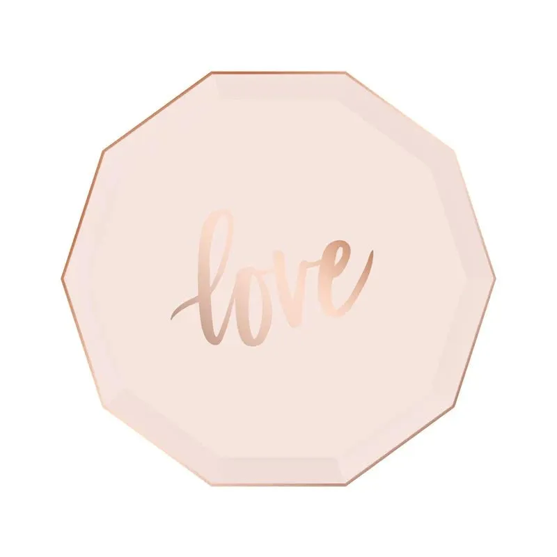 Blush "Love" Paper Plates - Small
