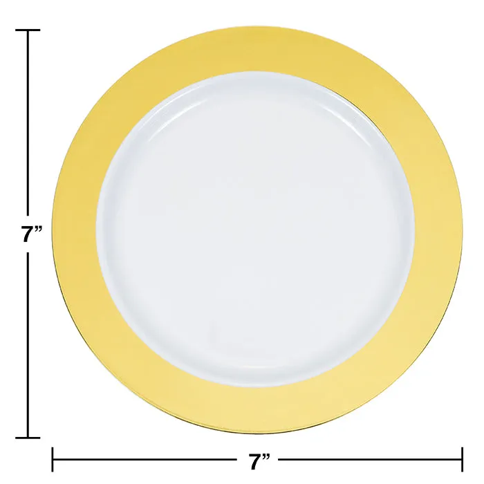 Bulk Gold Rim Plastic Dessert Plates (120 per Case)