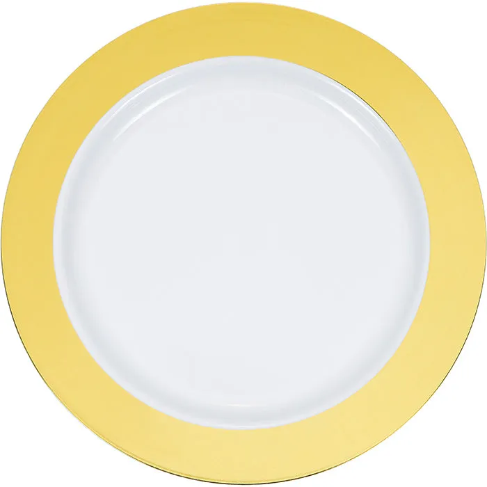 Bulk Gold Rim Plastic Dessert Plates (120 per Case)