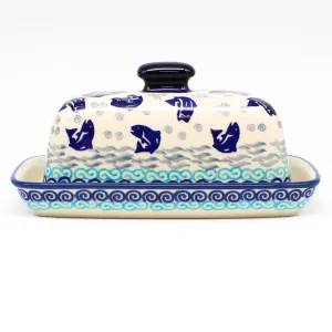 Butter Dish in Blue Fish