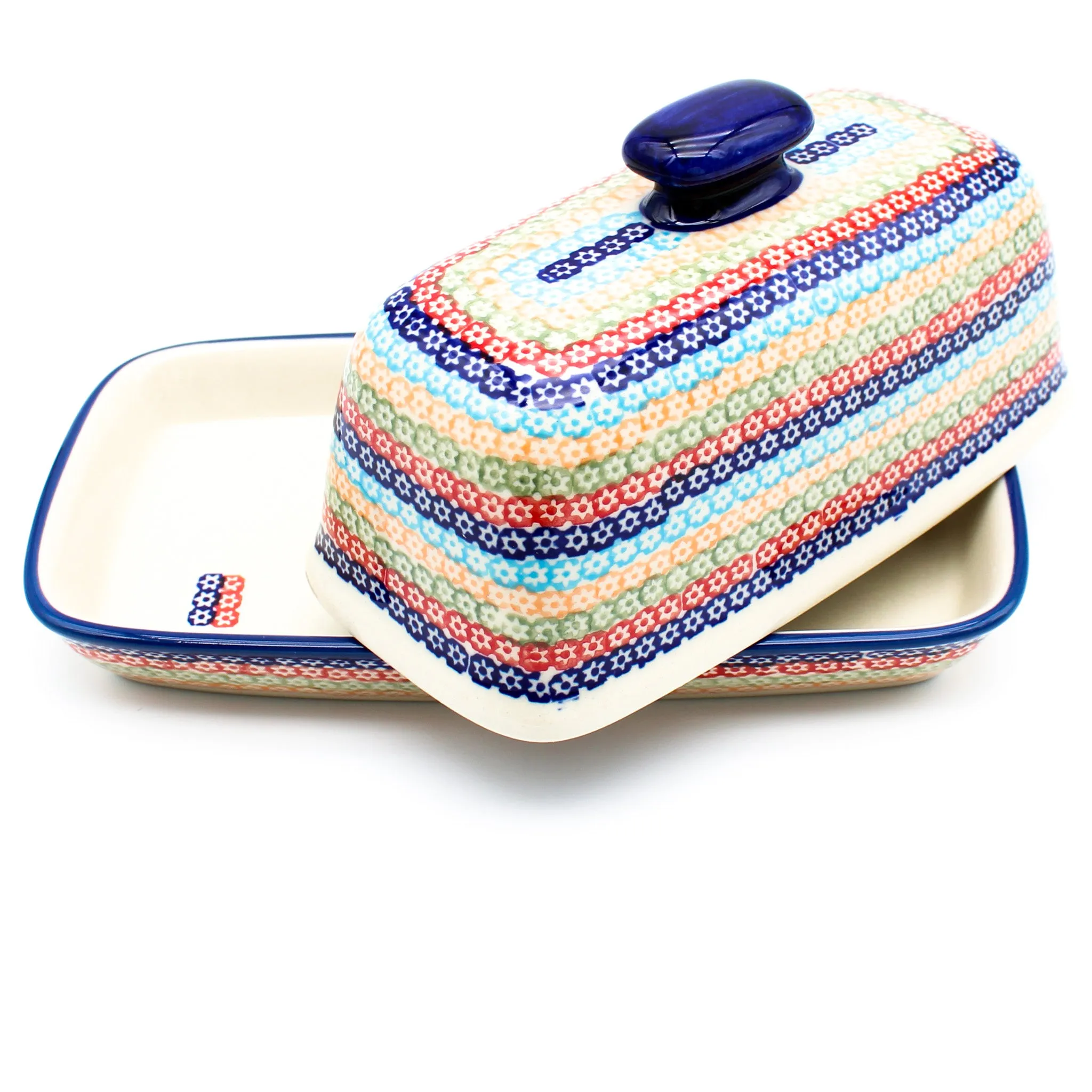 Butter Dish in Multi-Colored Flowers