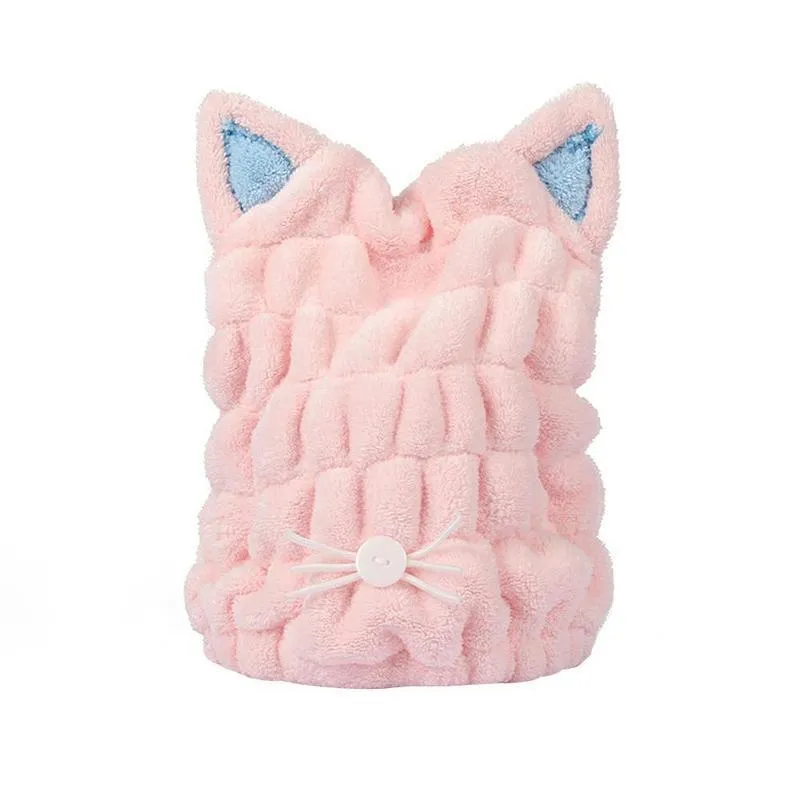 Cute Cat Ears Hair-drying Towel Bath Cap