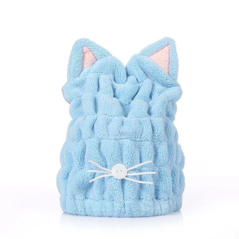 Cute Cat Ears Hair-drying Towel Bath Cap