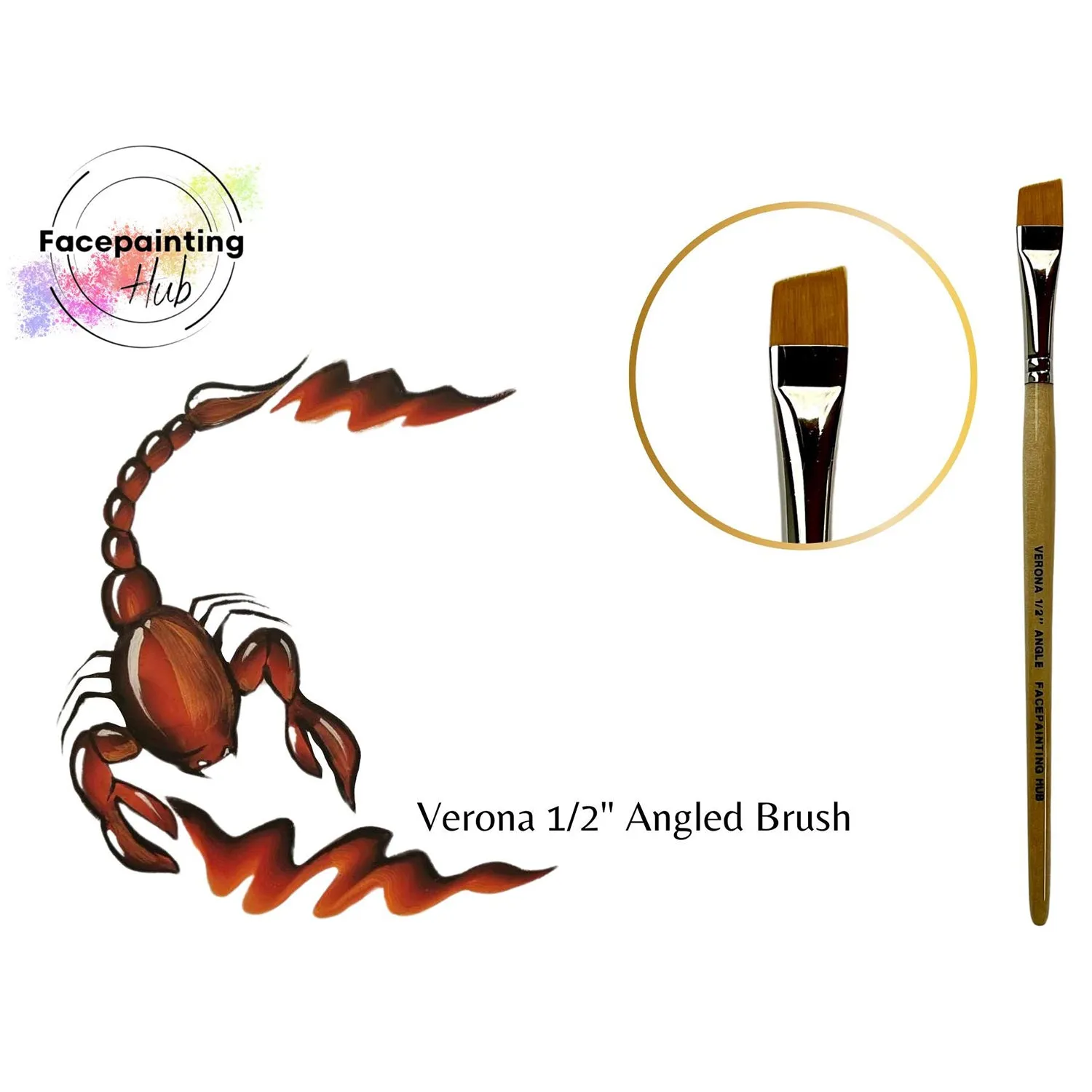 Facepainting Hub Angle Brush Brush- Verona (1/2")