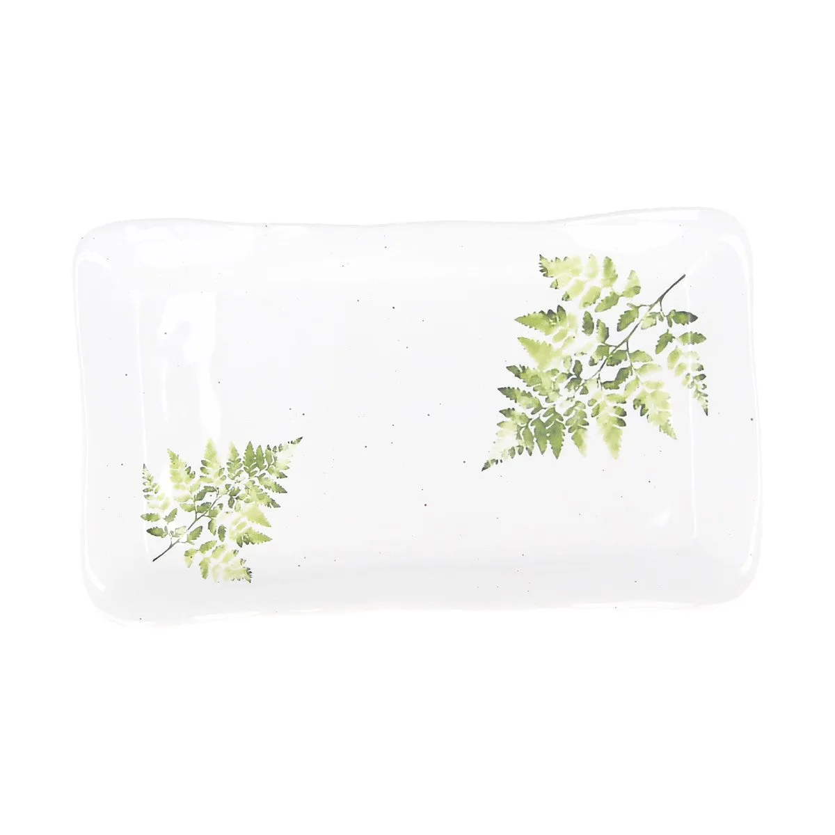Gisela Graham 30cm White Ceramic Fern Rectangular Platter