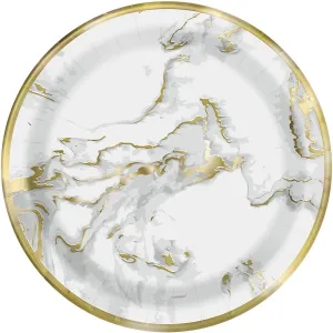 Gold Marble Plates - Lunch 8 Pkt