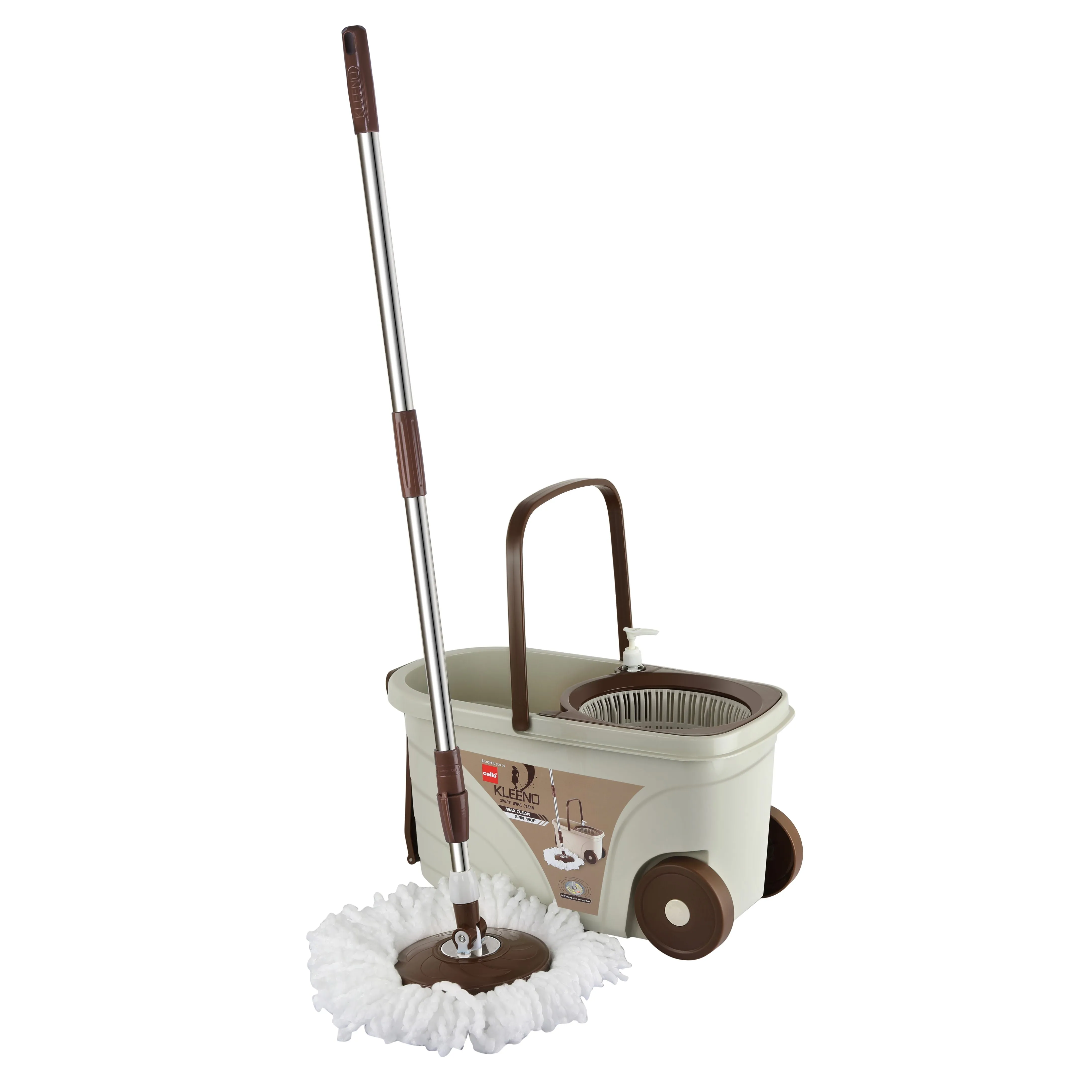 Kleeno Max Clean Deluxe Spin Mop Bucket with Soap Dispenser