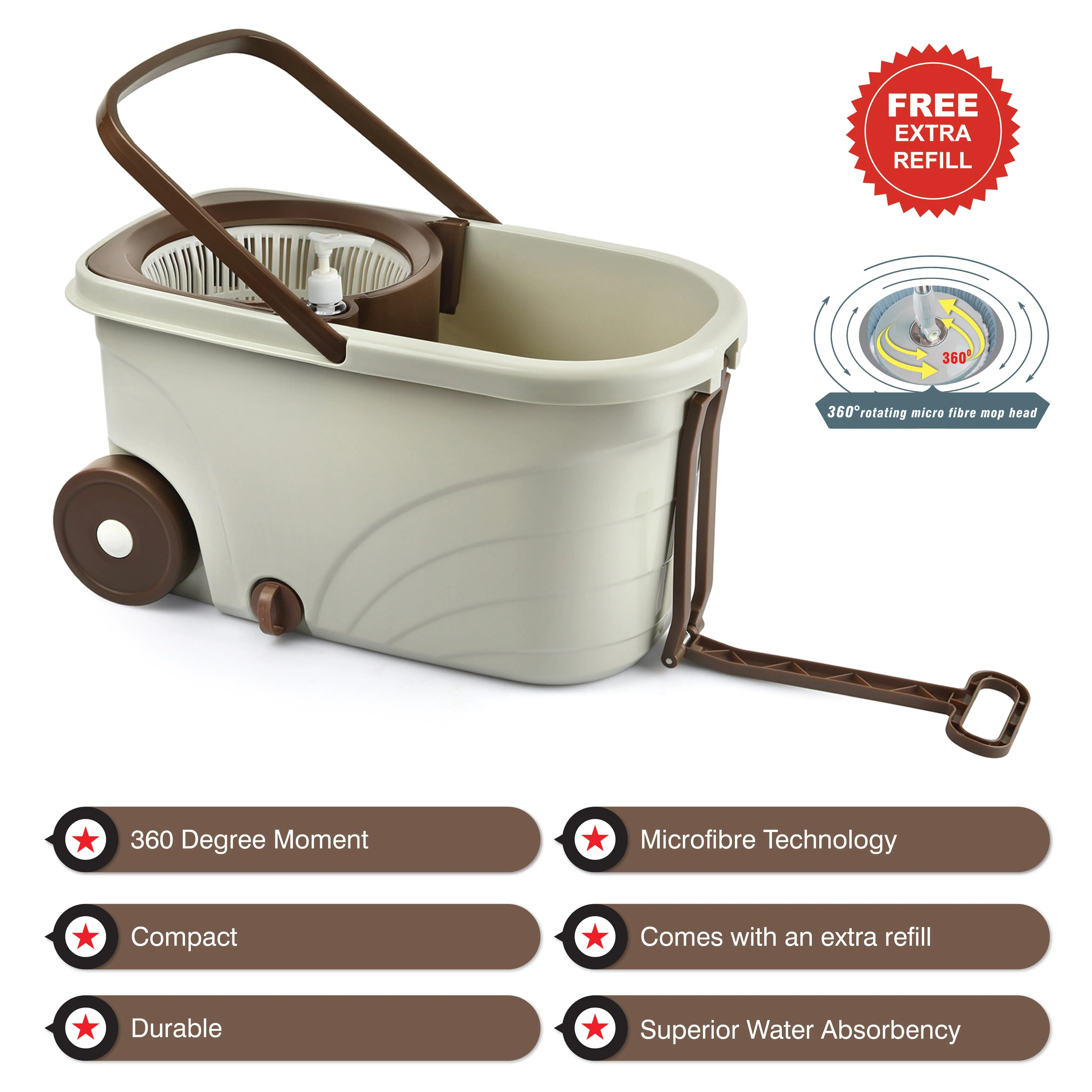 Kleeno Max Clean Deluxe Spin Mop Bucket with Soap Dispenser