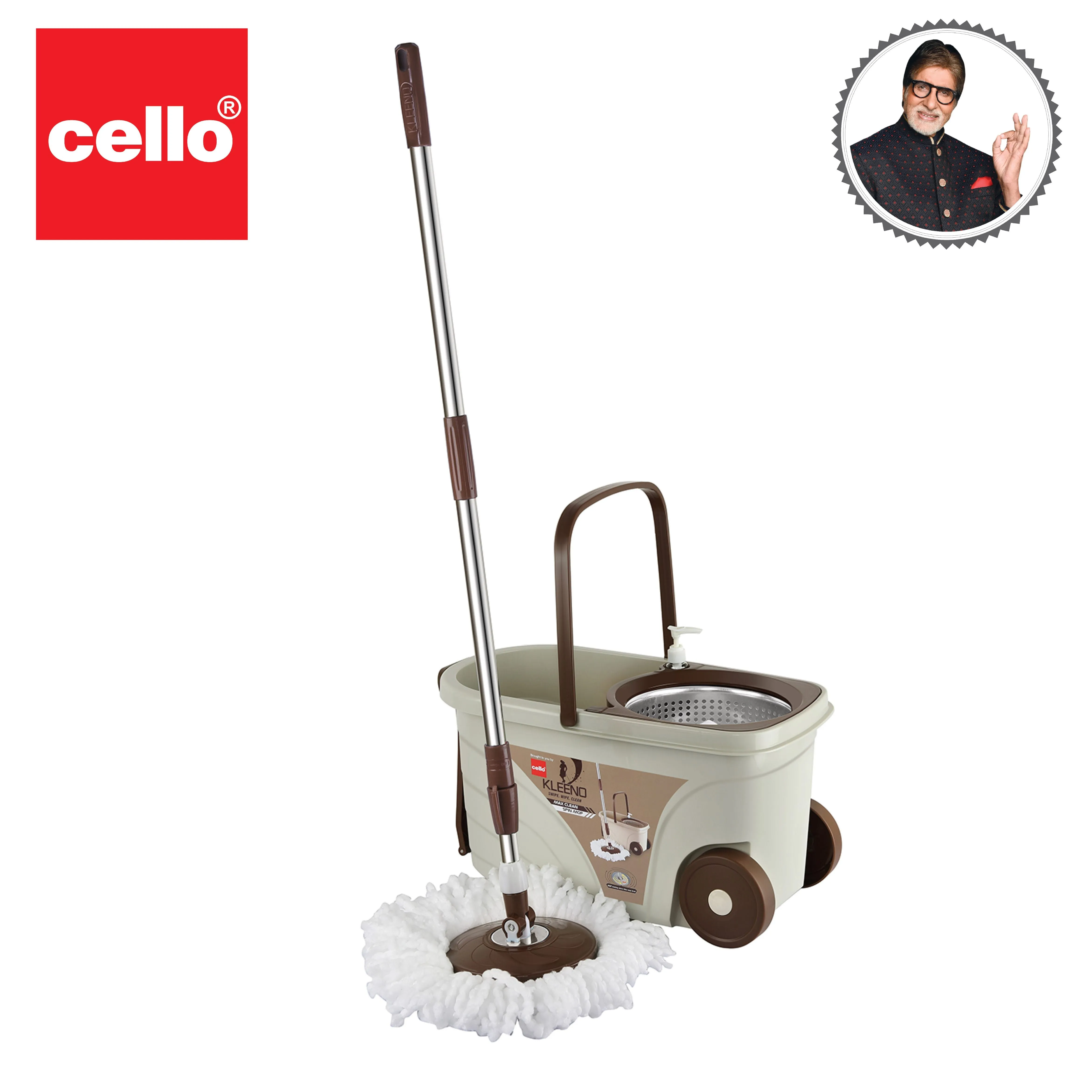 Kleeno Max Clean Deluxe Spin Mop Bucket with Soap Dispenser