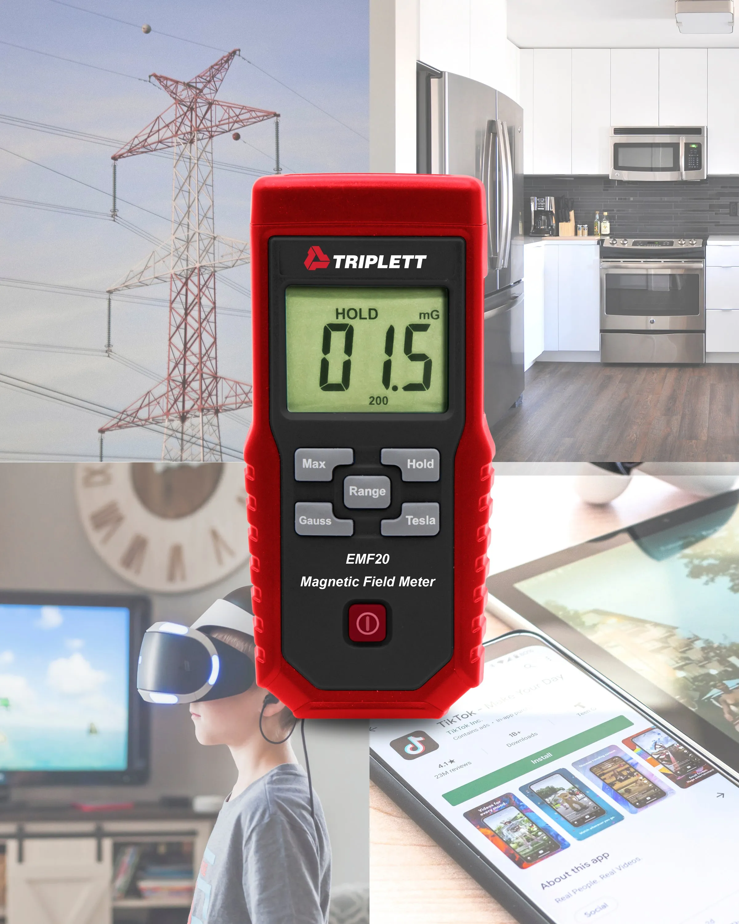 Magnetic Field Detector - Measures Electro-Magnetic Field of ELF From 30 to 300Hz - (EMF20)