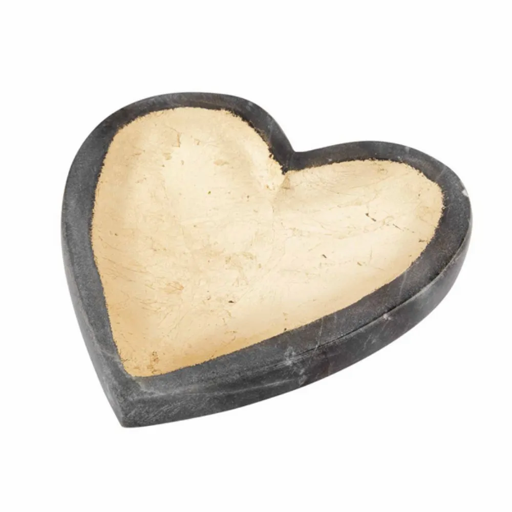 Mud Pie White Marble Foil Heart Tray