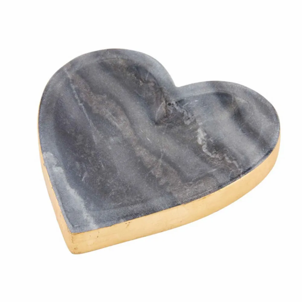 Mud Pie White Marble Foil Heart Tray