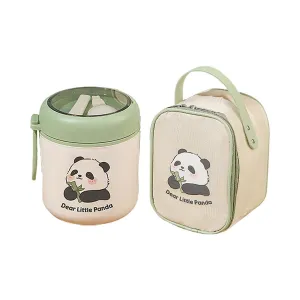 Panda , Stainless Steel Soup Box /Tiffin with Insulated Vertical Tiffin Bag with detachable Spoon for Kids and Adults.