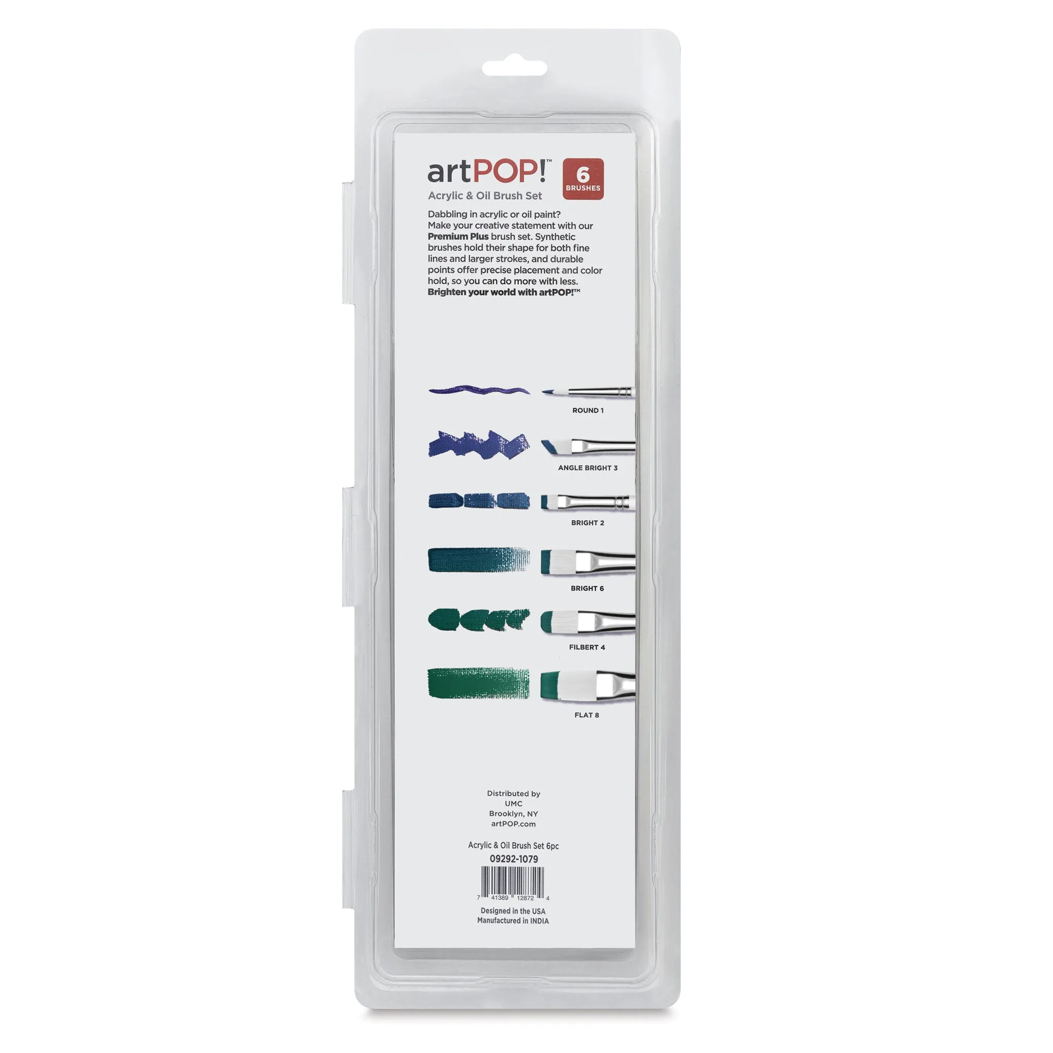 Premium Plus Synthetic Acrylic & Oil Brush Set of 6