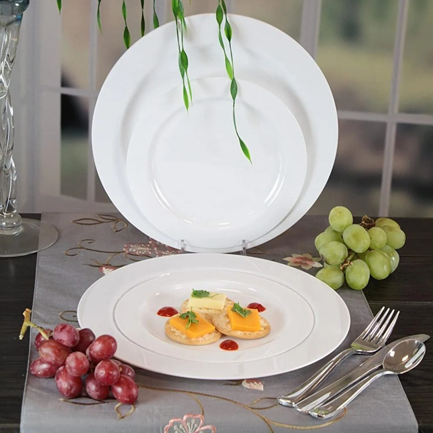 "BULK" Magnificence Heavy weight Plastic 9" Dinner Plate Value pack Pearl White