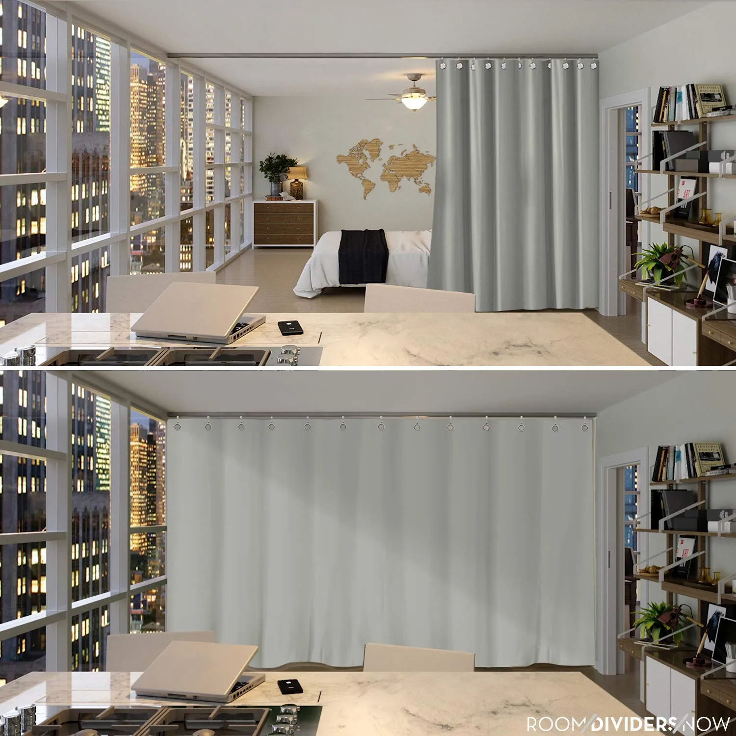Room Divider Curtain, 9ft Tall X 10ft Wide (Stone White)