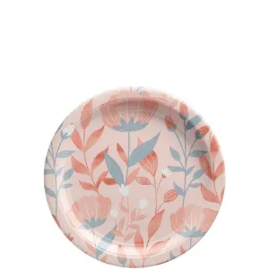 Rose Gold Floral Paper Dessert Plates 7in | 20ct