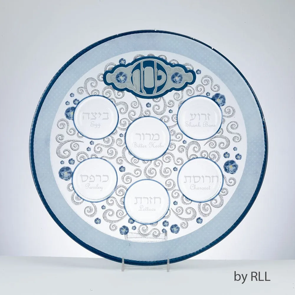 Seder Plate,"elegant", Glass, Round, 12", Color Box