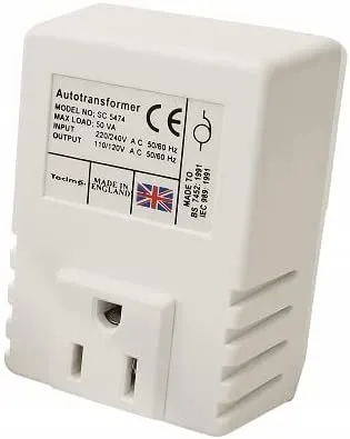 Tacima SC5474W/BP Step Down Voltage Convertor, 220/240 Voltage to 110/120 Volts, 50VA Max Load