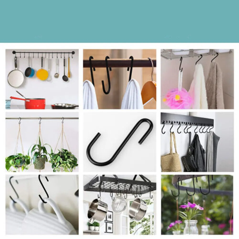 US 50-100 Pack Heavy Duty S Hooks Multi-Use Hanger Pan Pot Holder Rack Stainless