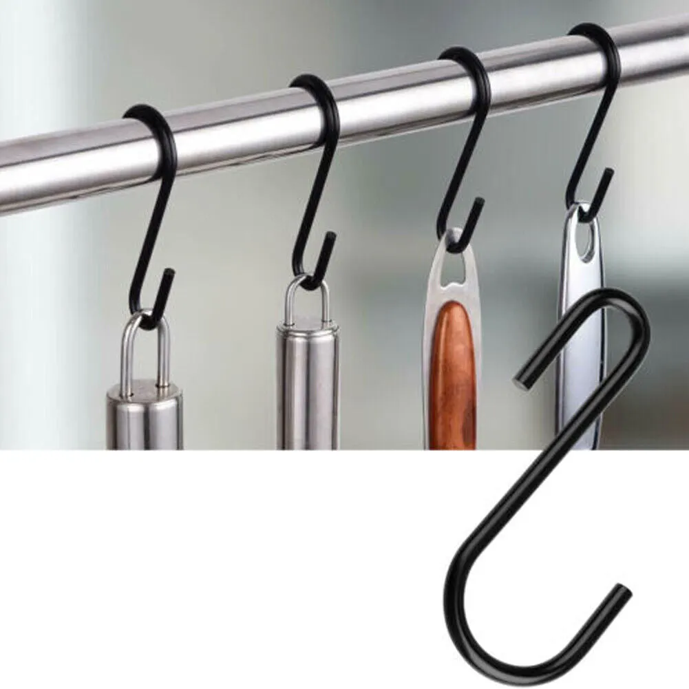 US 50-100 Pack Heavy Duty S Hooks Multi-Use Hanger Pan Pot Holder Rack Stainless