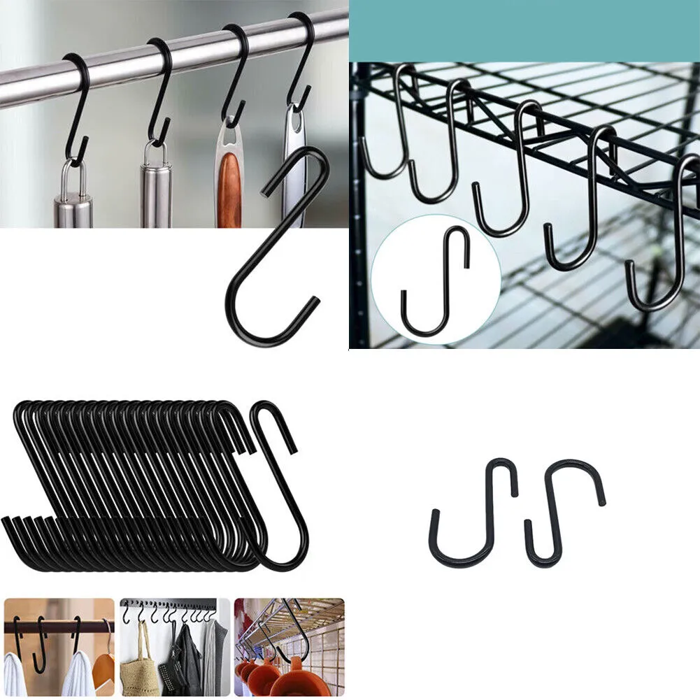 US 50-100 Pack Heavy Duty S Hooks Multi-Use Hanger Pan Pot Holder Rack Stainless
