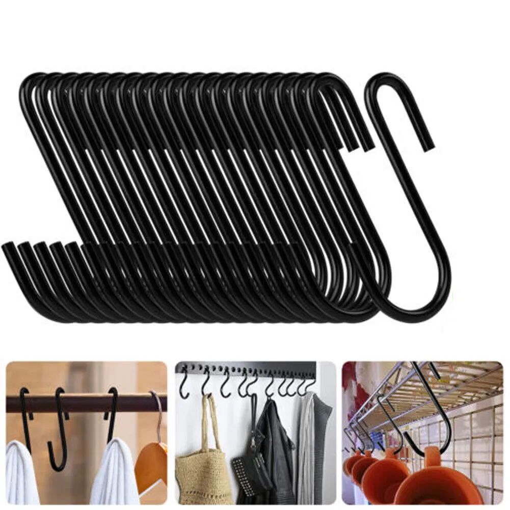 US 50-100 Pack Heavy Duty S Hooks Multi-Use Hanger Pan Pot Holder Rack Stainless