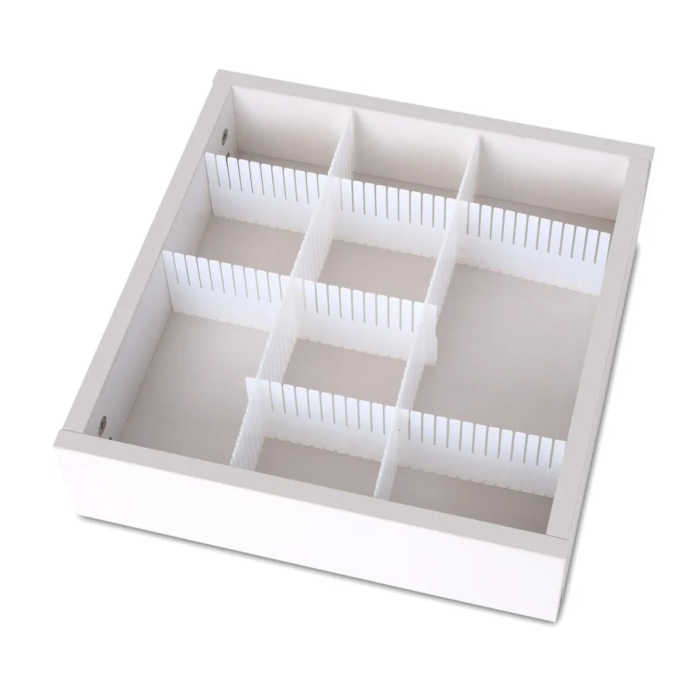 White Adjustable Grid Drawer Dividers 24" 3pc