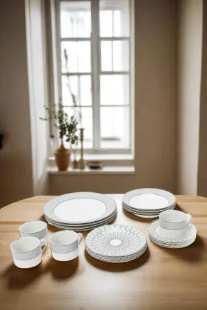 White Geometirc Dinner Set (20 Piece)
