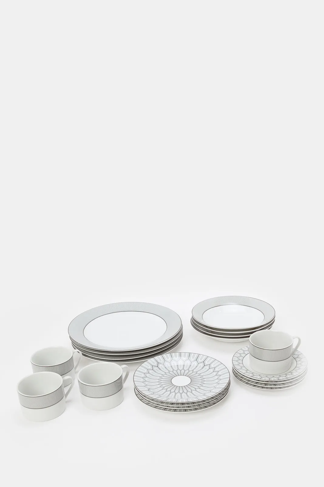 White Geometirc Dinner Set (20 Piece)