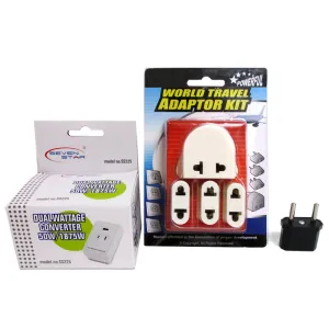 World Travel Voltage Converter Adapter Kit 50-1600 Watt Plug Power Charger Us Eu